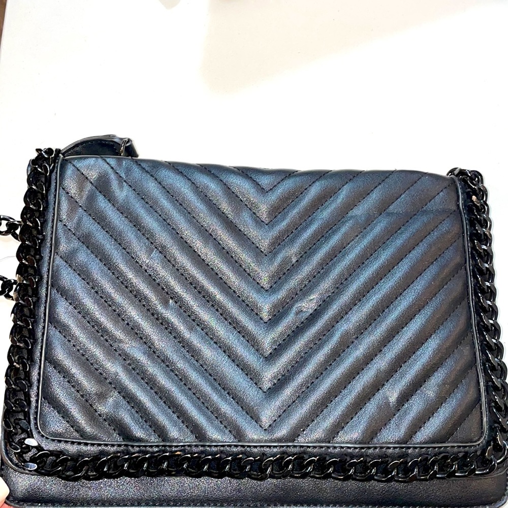 Large black square purse
